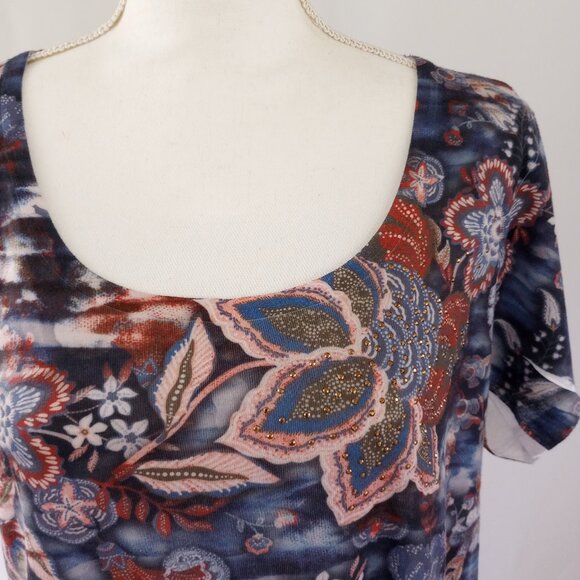 One World Short Sleeve Hi-Low Pull Over Blouse - Picture 3 of 7